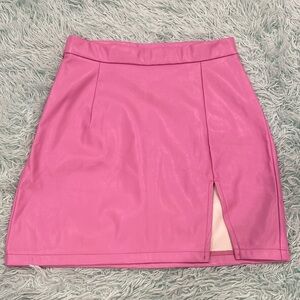 Pink pleather mini skirt XS